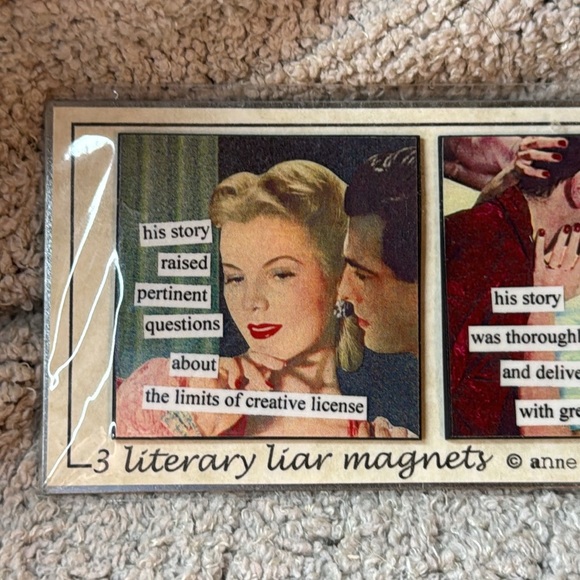 Retro Fun from Anne Taintor!!! Set of 3 magnets on a large silver metal magnet - Picture 2 of 7